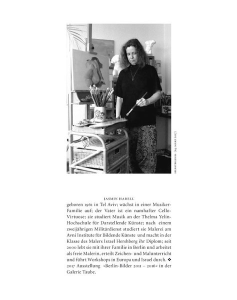 Fotografie: Jasmin Harell bei der Arbeit im Atelier, Selbstbildnis 2017
